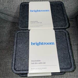 Brightroom Stackable Felt Bin with Lid - Dark Gray (2 pack)